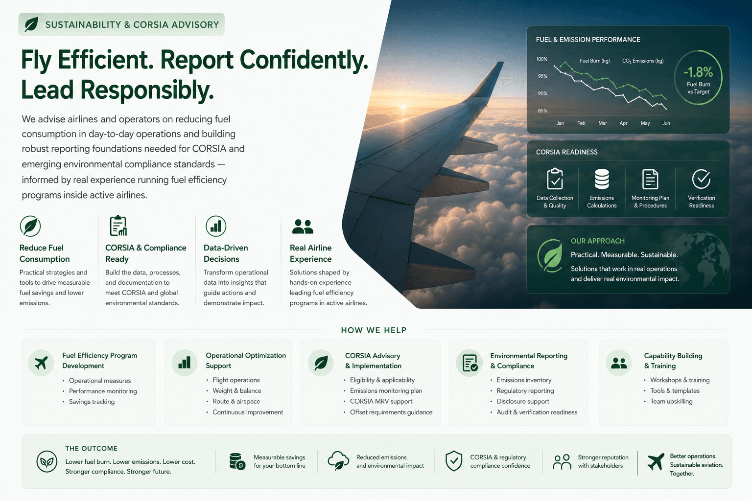 Sustainability and CORSIA - fuel efficiency and emissions reporting